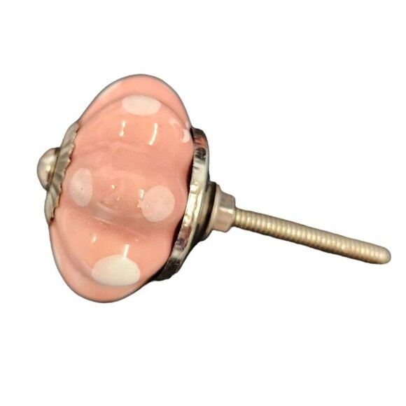 Set of 3 Pink Ceramic Knobs Decorative Drawer Pulls Geometric Floral Design Vint - Picture 6 of 8